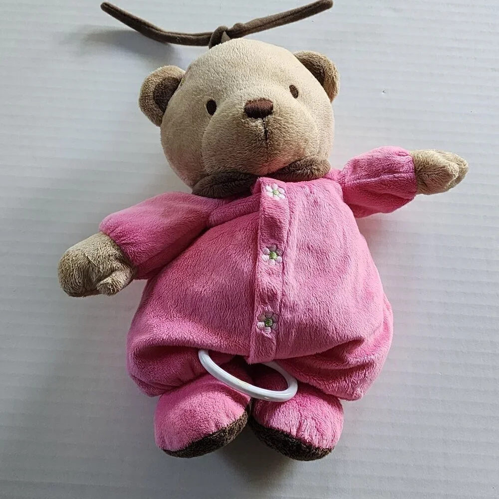 Carter's Pink bear musical pull toy Rock a bye baby